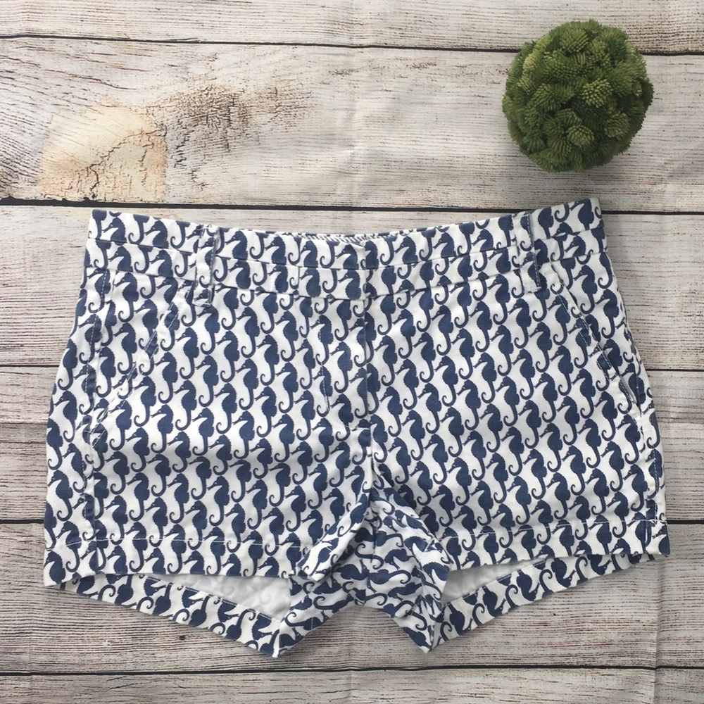 **SOLD**J. CREW Seahorse Print Chino Shorts Sz. 0 - Picture 2 of 7